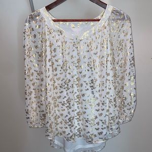 Lauren Conrad Cream/Gold Shimmer Blouse